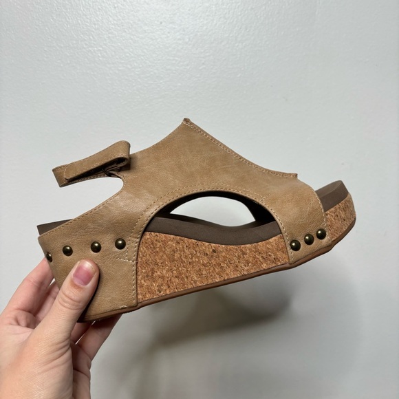 Boutique by Corkys - Carley Wedge Sandal Shoes Tan Open Toe Womens 8 - Picture 12 of 13